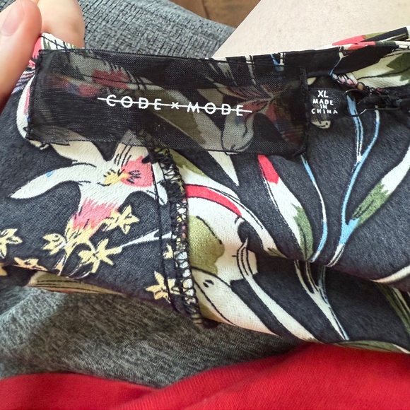 NWT Code x Mode Women’s Multicolored Floral Tie-Front Long Sleeve Blouse size XL - Picture 4 of 6